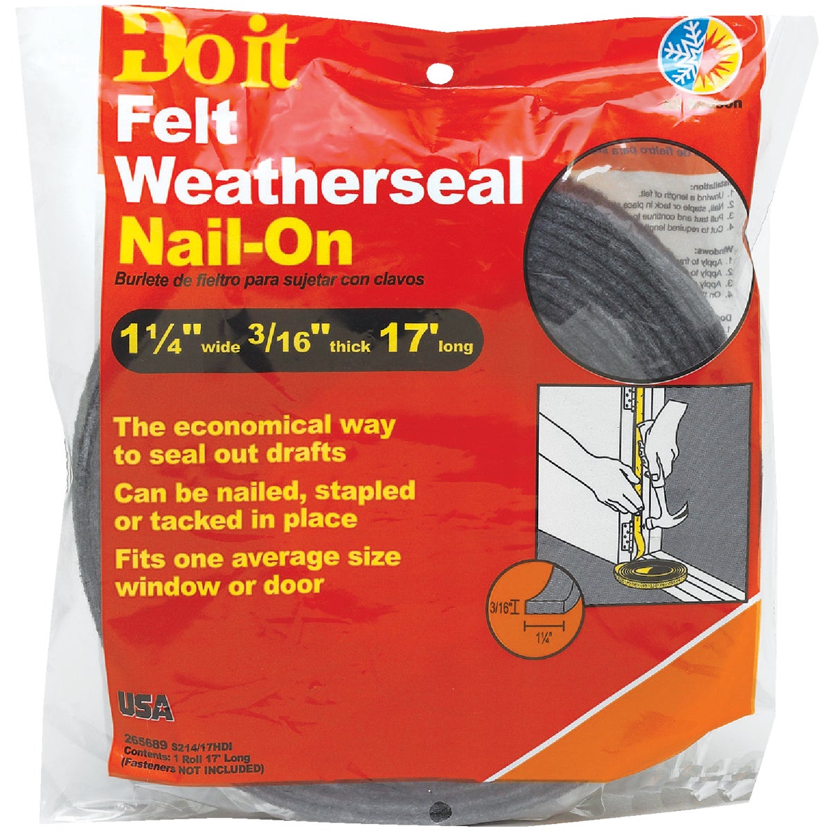 Do it Gray 1-1/4 In. x 3/16 In. x 17 Ft. Felt Weatherstrip Image 2