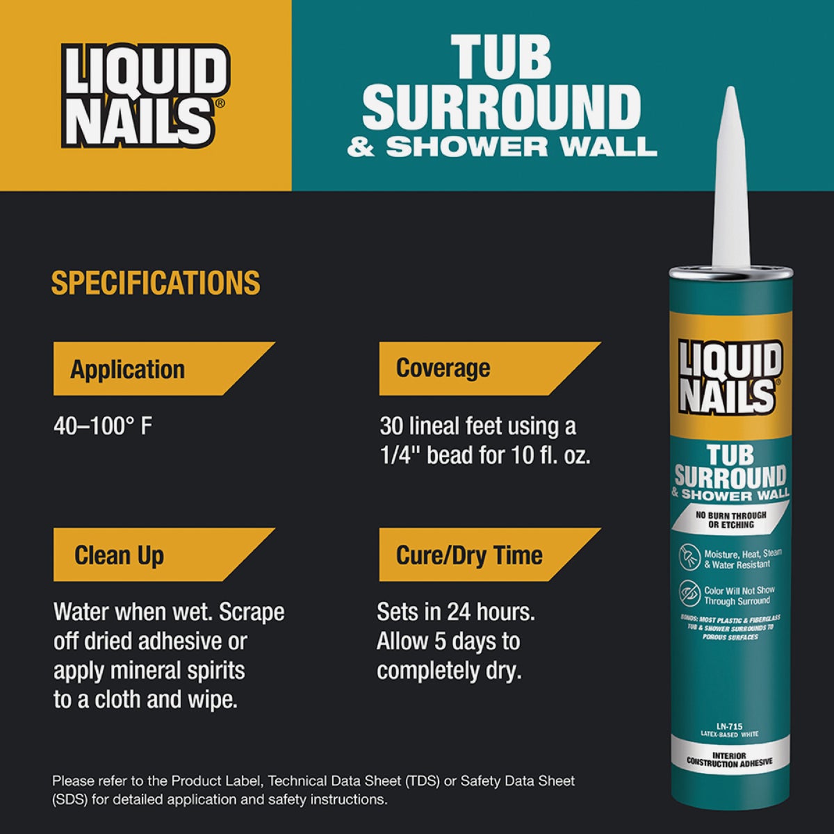Liquid Nails VOC 10 Oz. Tub Surround & Shower Wall Adhesive Image 4