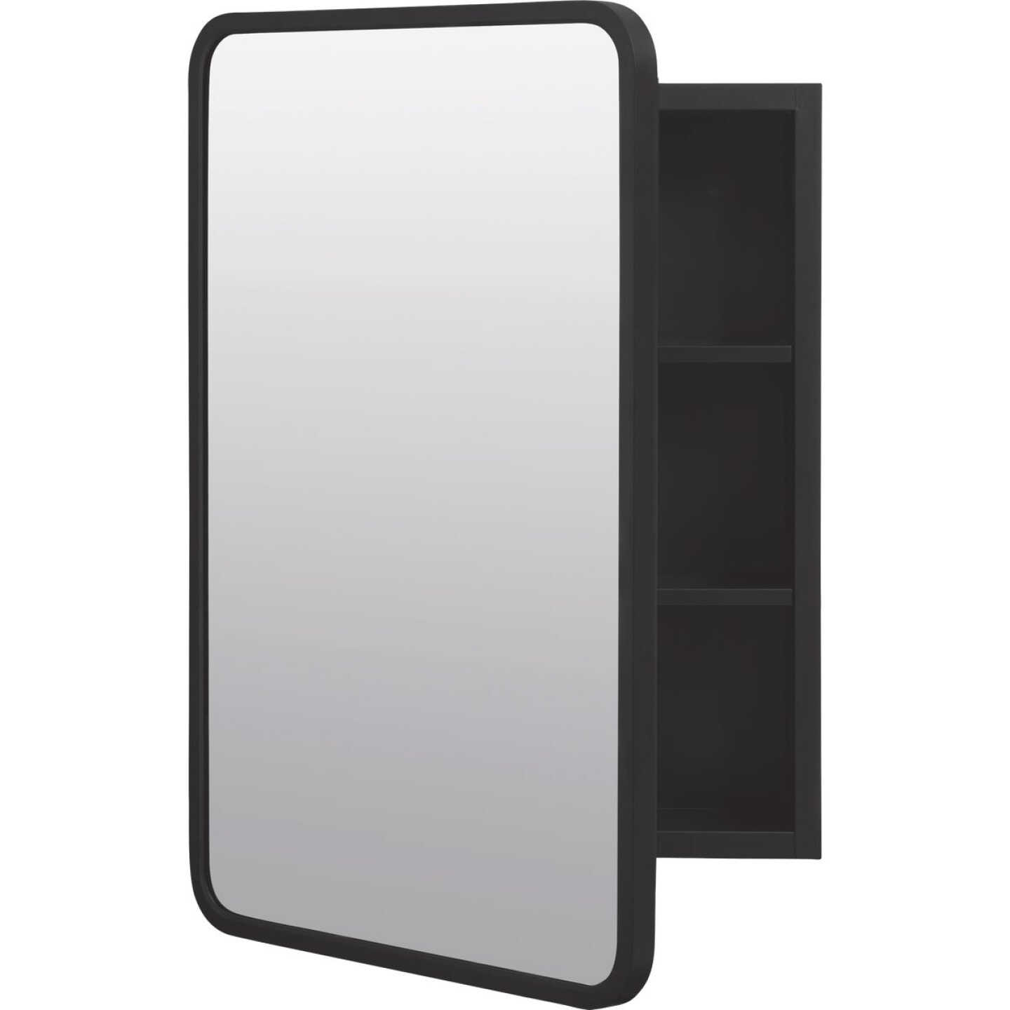 Zenna Home Designer Series Black 16 In. W x 24 In. H x 5 In. D Single Mirror Surface/Recess Mount Rectangle Medicine Cabinet Image 4
