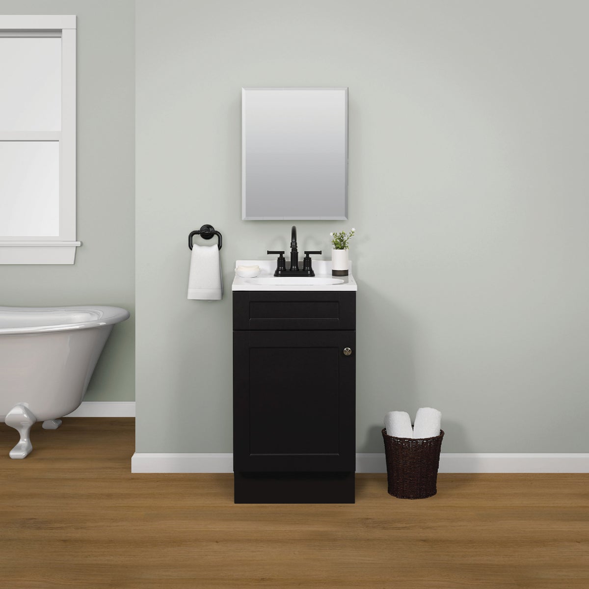 Zenith Zenna Home Espresso 18 In. W x 35 In. H x 16 In. D Shaker Vanity with White Cultured Marble Top Image 2