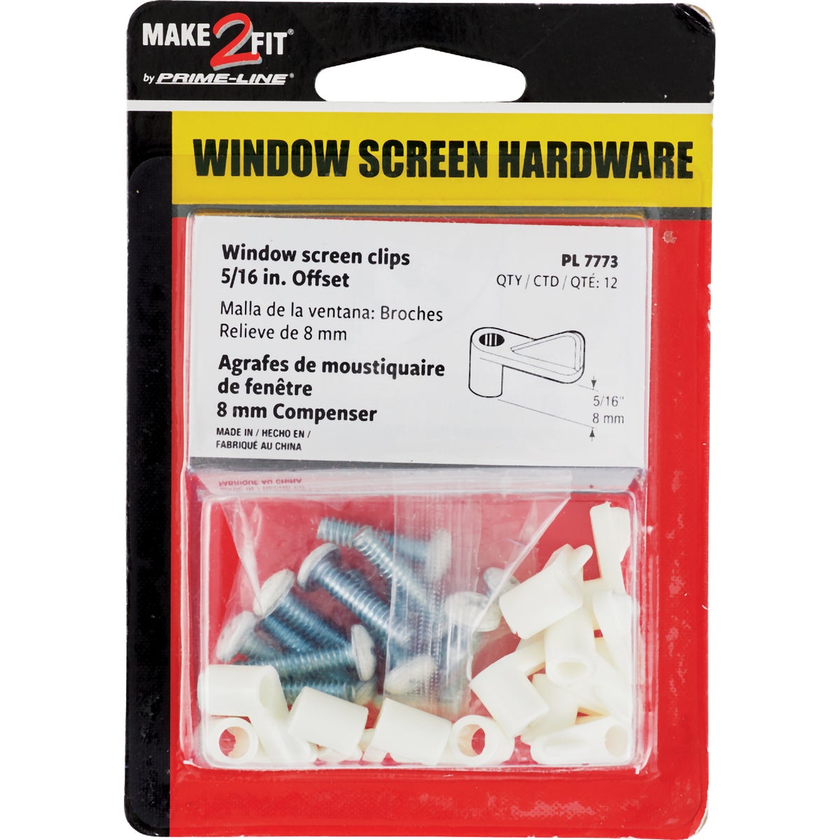 Prime-Line 5/16 In. White Swivel Plastic Screen Clips with Screws (12 Count) Image 2