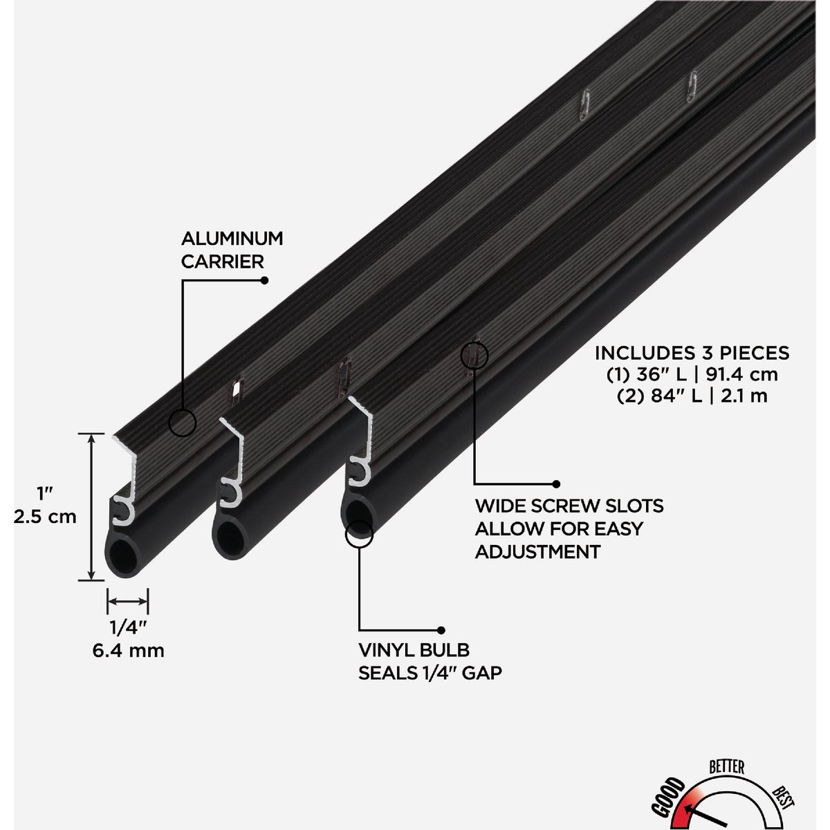 M-D Building Products Bronze Aluminum and Vinyl Screw-on Top and Sides Door Seal Kit Image 2
