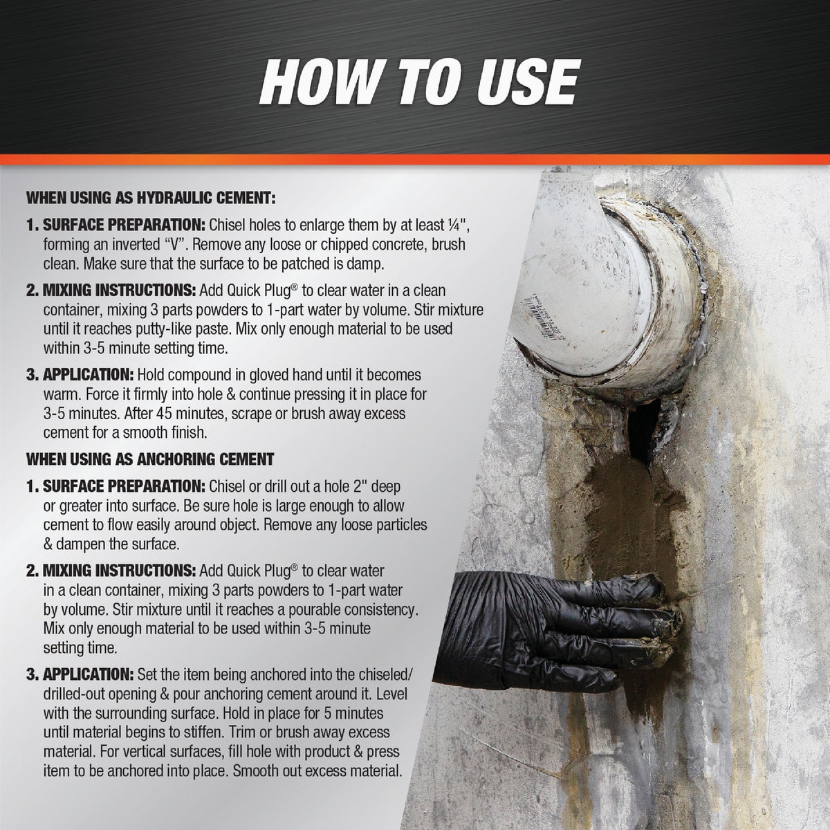 Dap 5 Lb. Quick Plug Hydraulic & Anchoring Cement, Gray Image 3