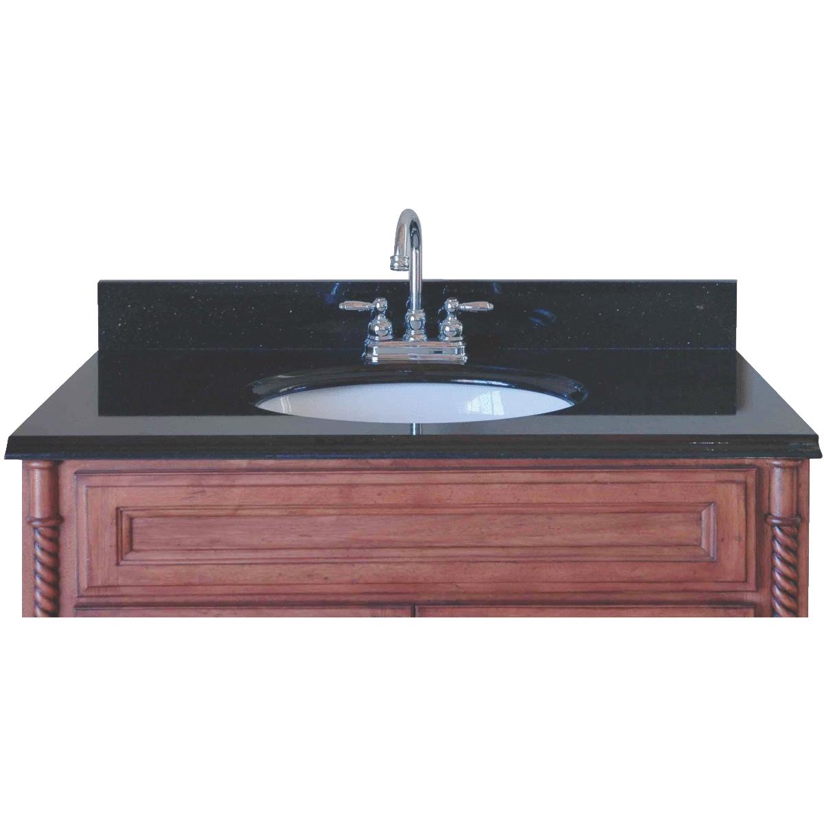 Team Efforts 49 In. X 21 In. Black Galaxy Granite Vanity Top With White Porcelain Bowl