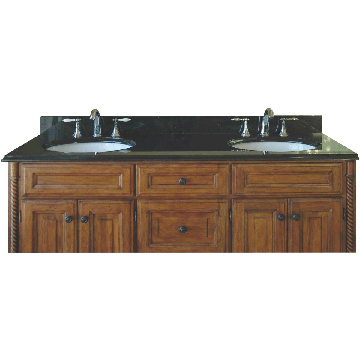 Team Efforts 61 In. X 21 In. Black Galaxy Granite With Double Porcelain Bowls