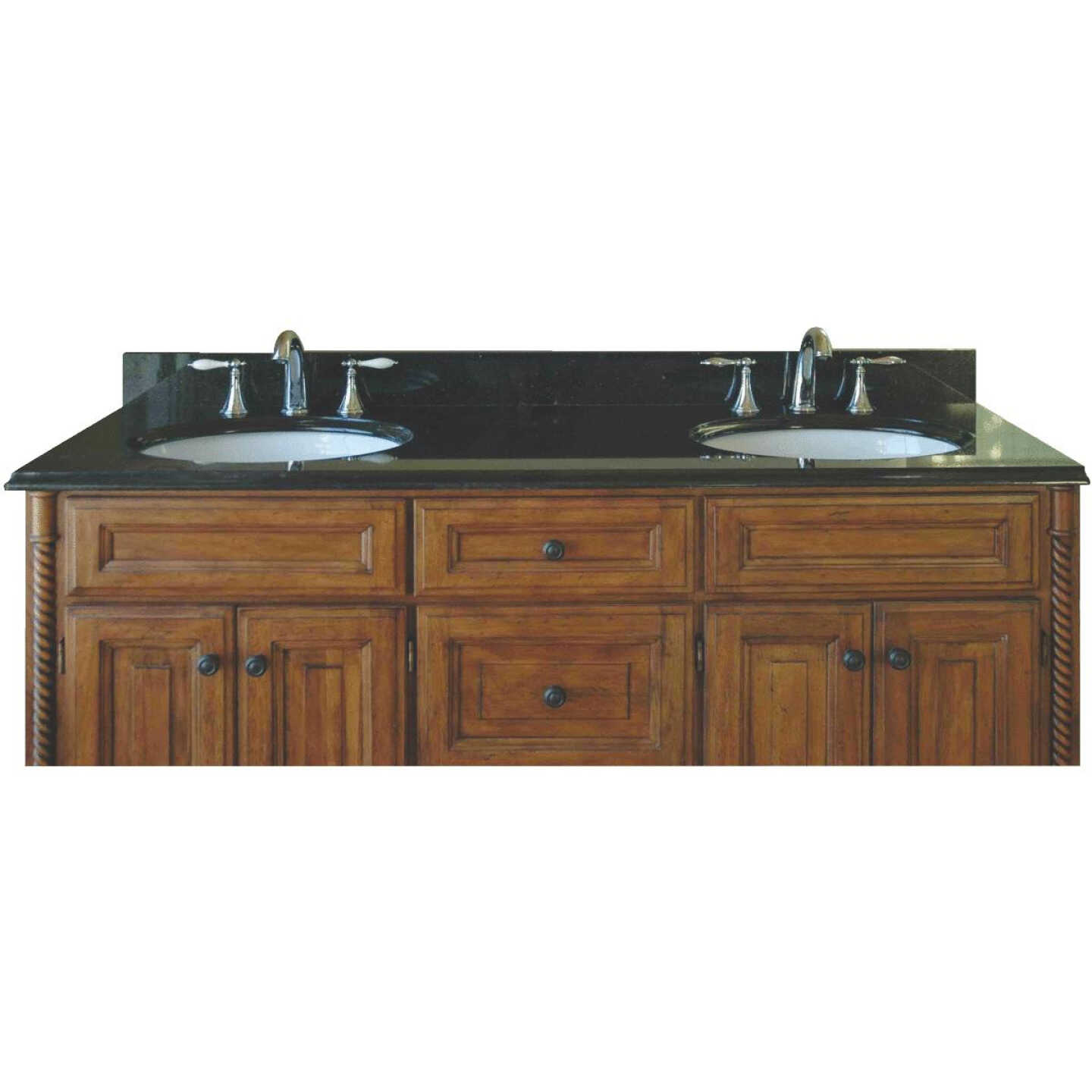 Team Efforts 61 In. X 21 In. Black Galaxy Granite With Double Porcelain Bowls Image 1