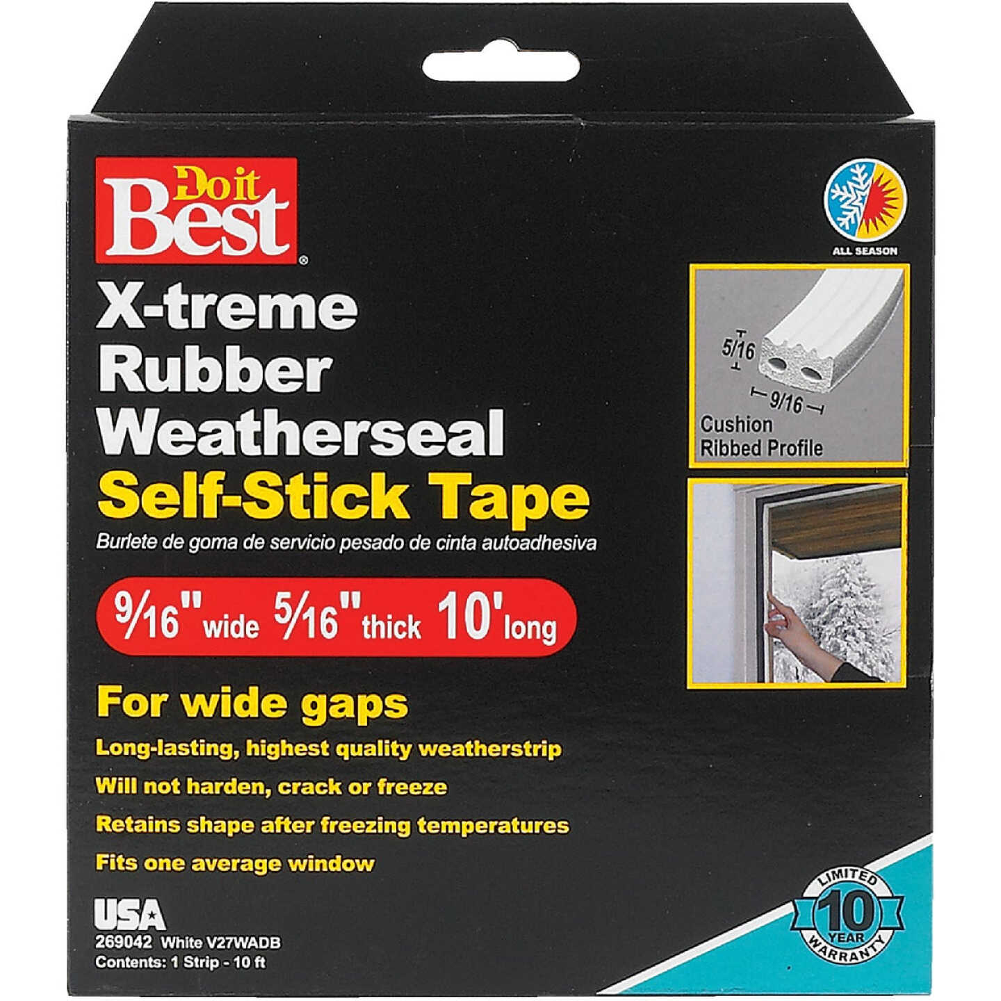 Do it Best 9/16 In. x 10 Ft. White Wide Weatherseal Tape Image 2