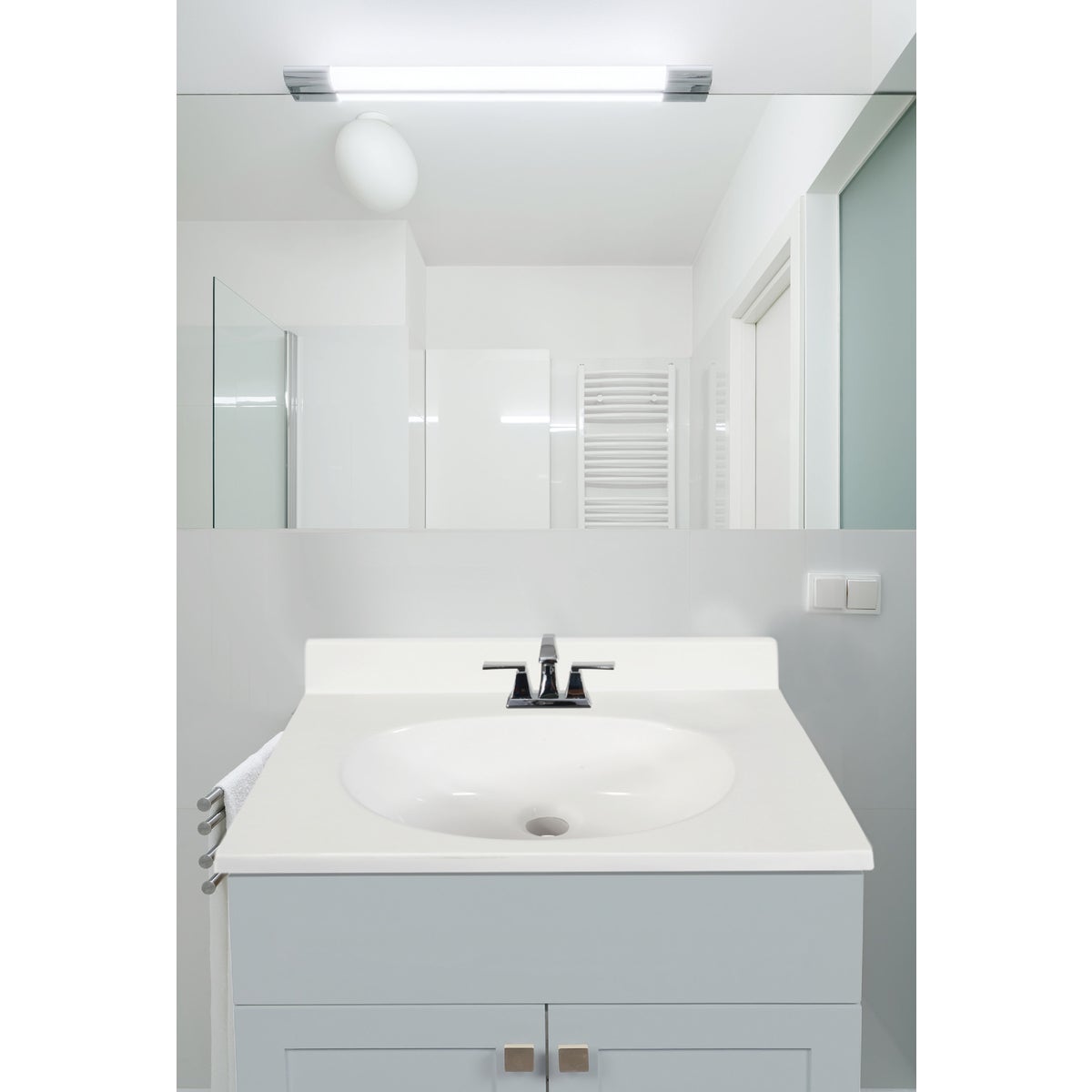 Modular Vanity Tops 25 In. W x 22 In. D Solid White Cultured Marble Flat Edge Sink Sink Vanity Top with Oval Bowl Image 2