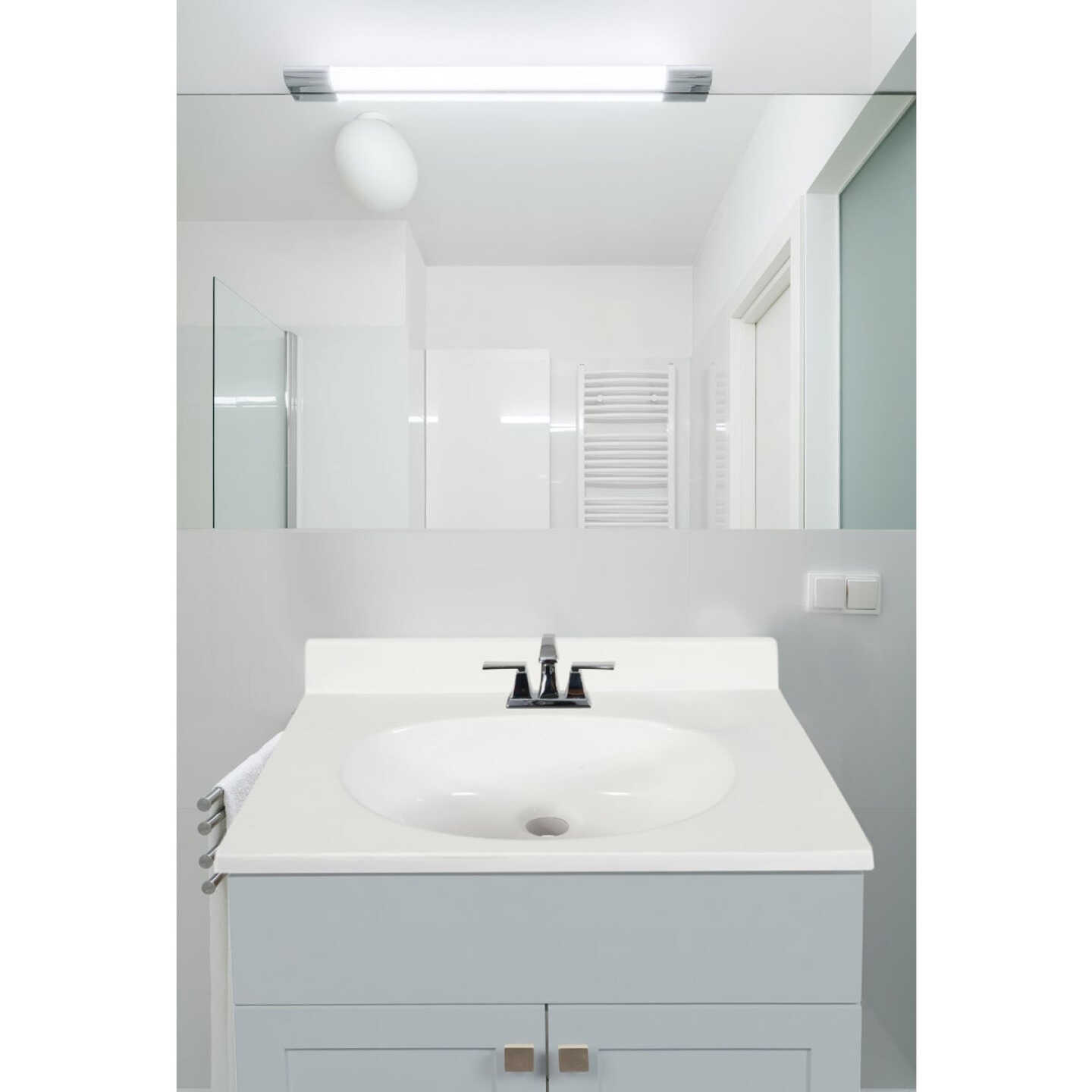 Modular Vanity Tops 25 In. W x 22 In. D Solid White Cultured Marble Flat Edge Sink Sink Vanity Top with Oval Bowl Image 2