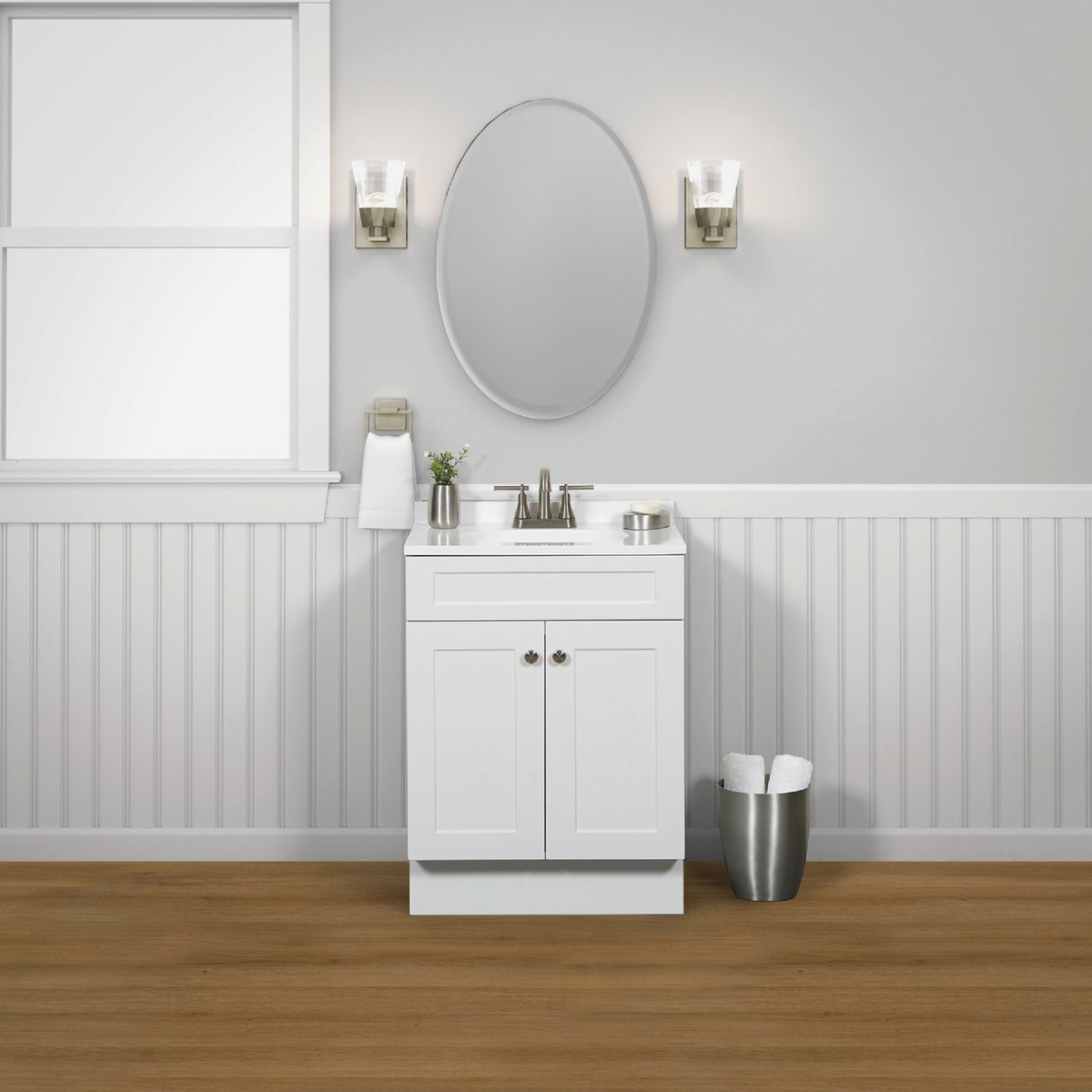 Zenith Zenna Home White 24 In. W x 35 In. H x 18 In. D Shaker Vanity with White Cultured Marble Top Image 2