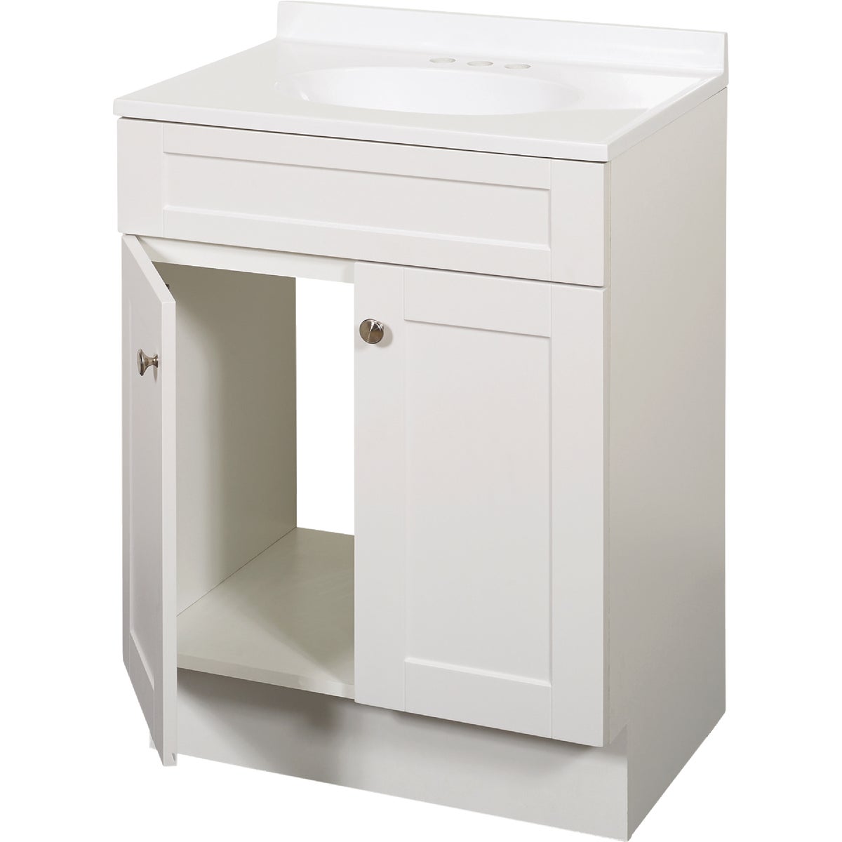 Zenith Zenna Home White 24 In. W x 35 In. H x 18 In. D Shaker Vanity with White Cultured Marble Top Image 3