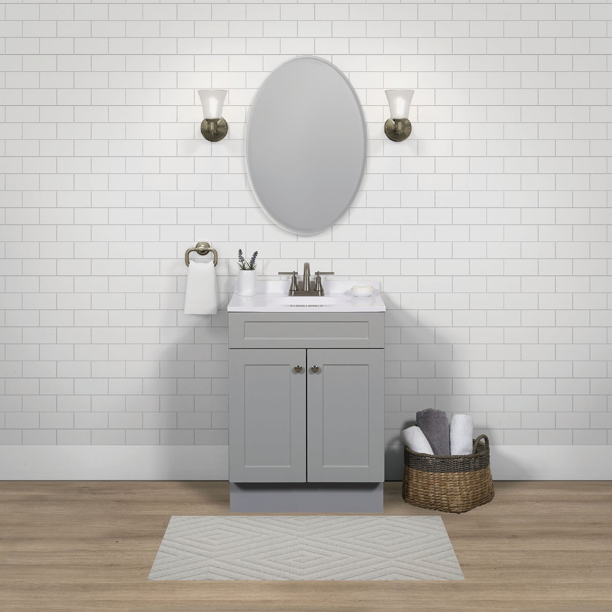 Zenith Zenna Home Cool Gray 24 In. W x 35 In. H x 18 In. D Shaker Vanity with White Cultured Marble Top Image 2