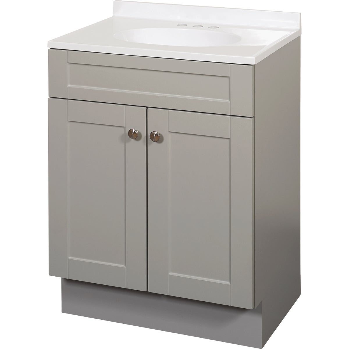 Zenith Zenna Home Cool Gray 24 In. W x 35 In. H x 18 In. D Shaker Vanity with White Cultured Marble Top