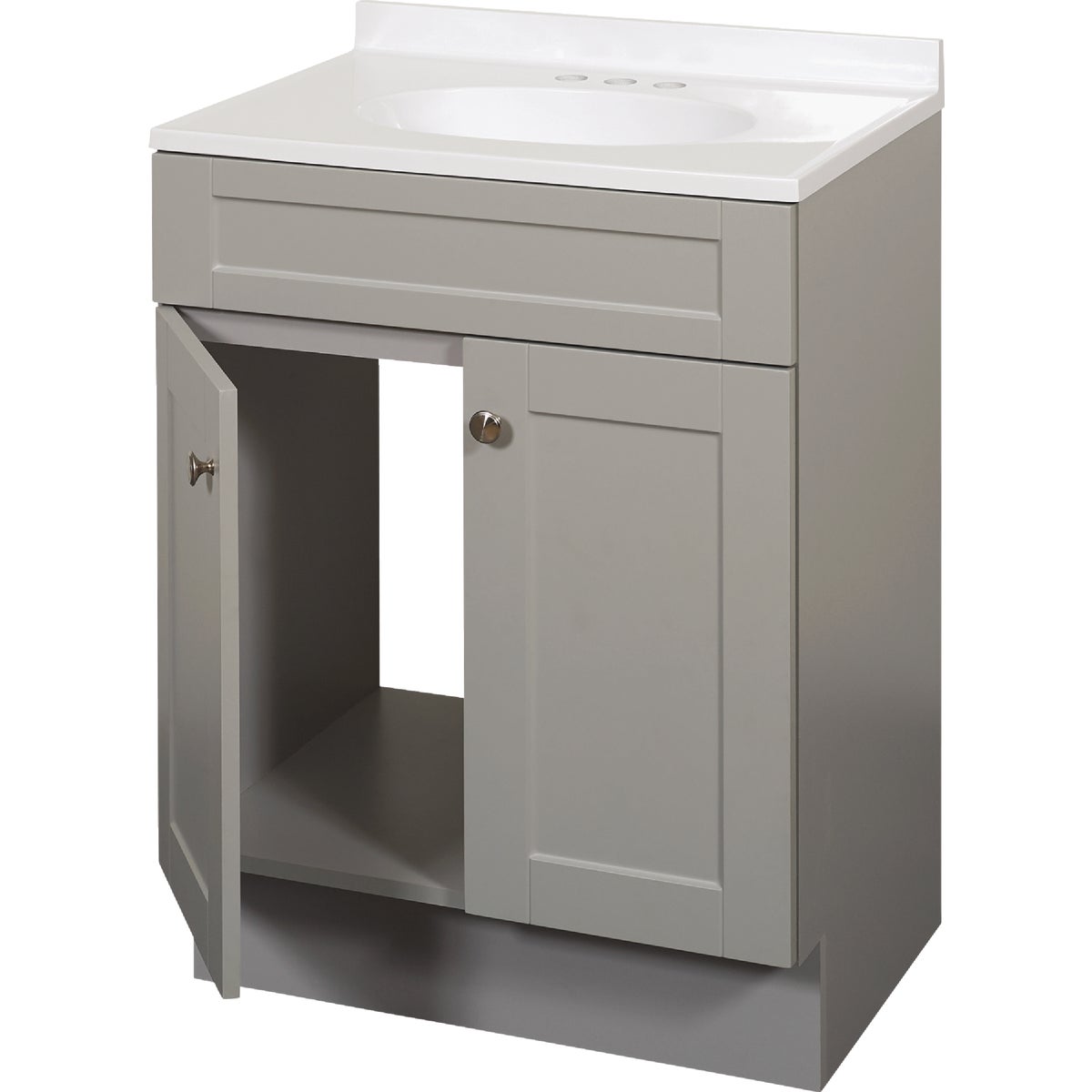 Zenith Zenna Home Cool Gray 24 In. W x 35 In. H x 18 In. D Shaker Vanity with White Cultured Marble Top Image 3