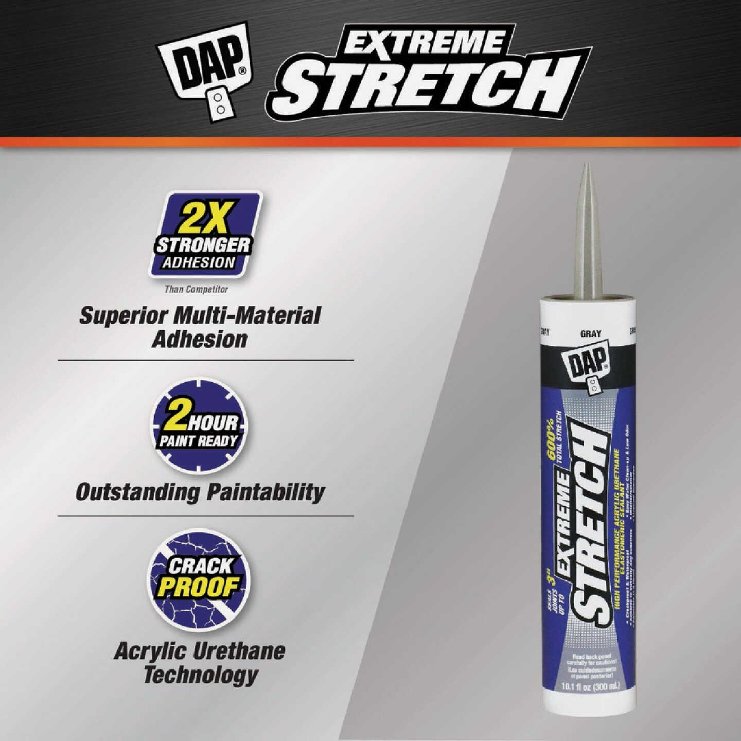 Dap Extreme Stretch 10.1 Oz. Gray Acrylic Urethane Premium Elastomeric Sealant Image 2