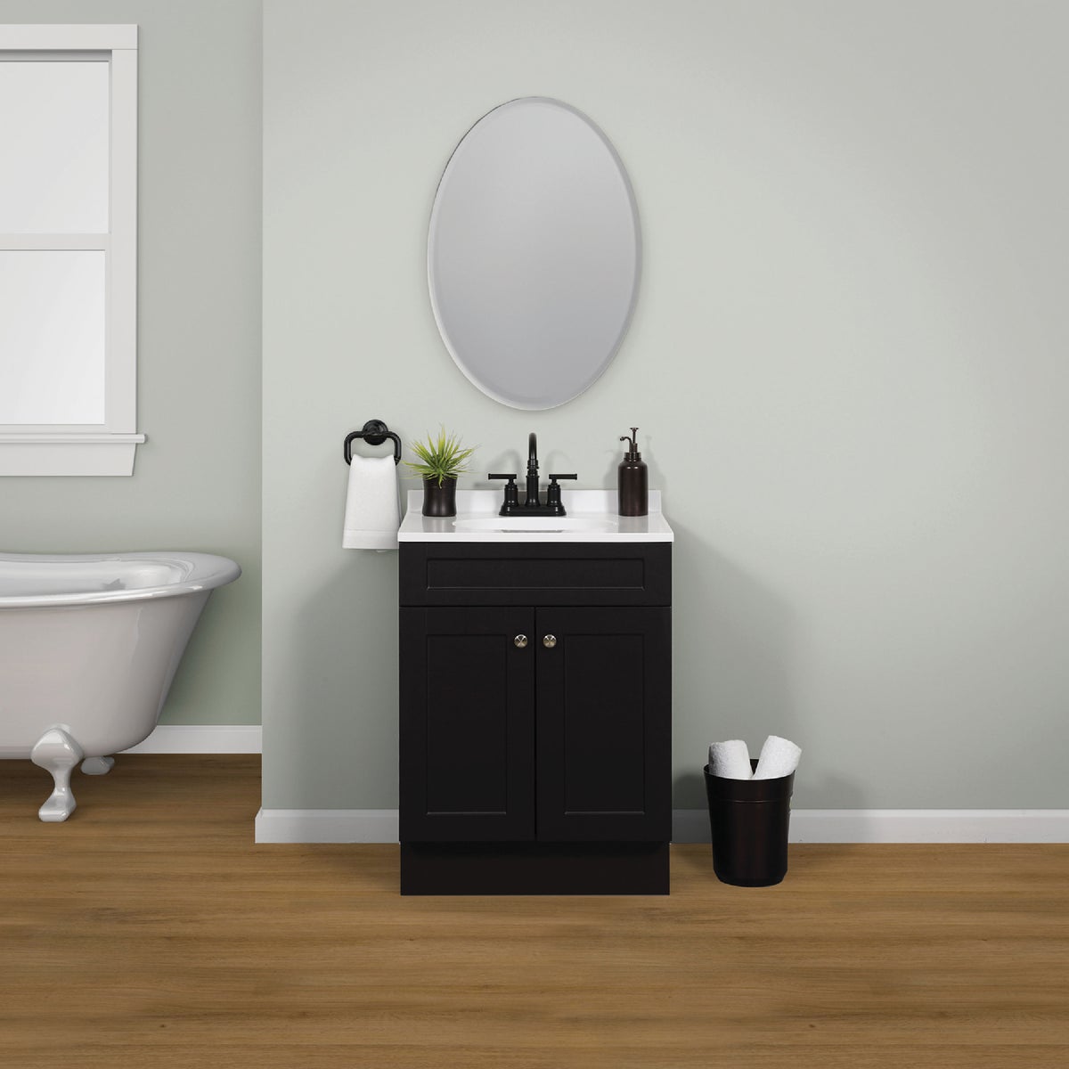 Zenith Zenna Home Espresso 24 In. W x 35 In. H x 18 In. D Shaker Vanity with White Cultured Marble Top Image 2