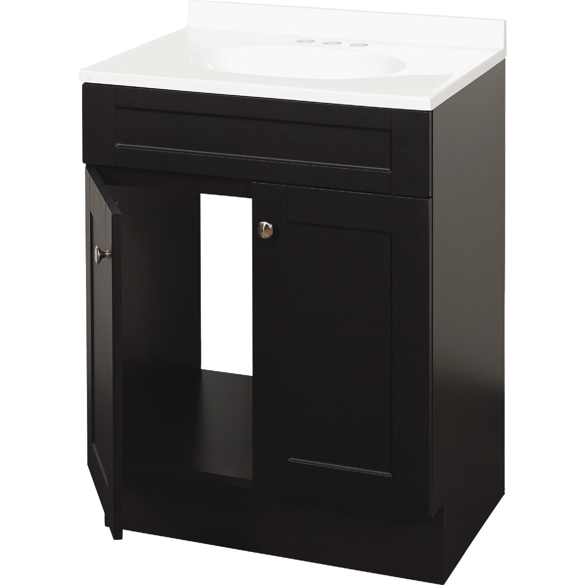 Zenith Zenna Home Espresso 24 In. W x 35 In. H x 18 In. D Shaker Vanity with White Cultured Marble Top Image 3