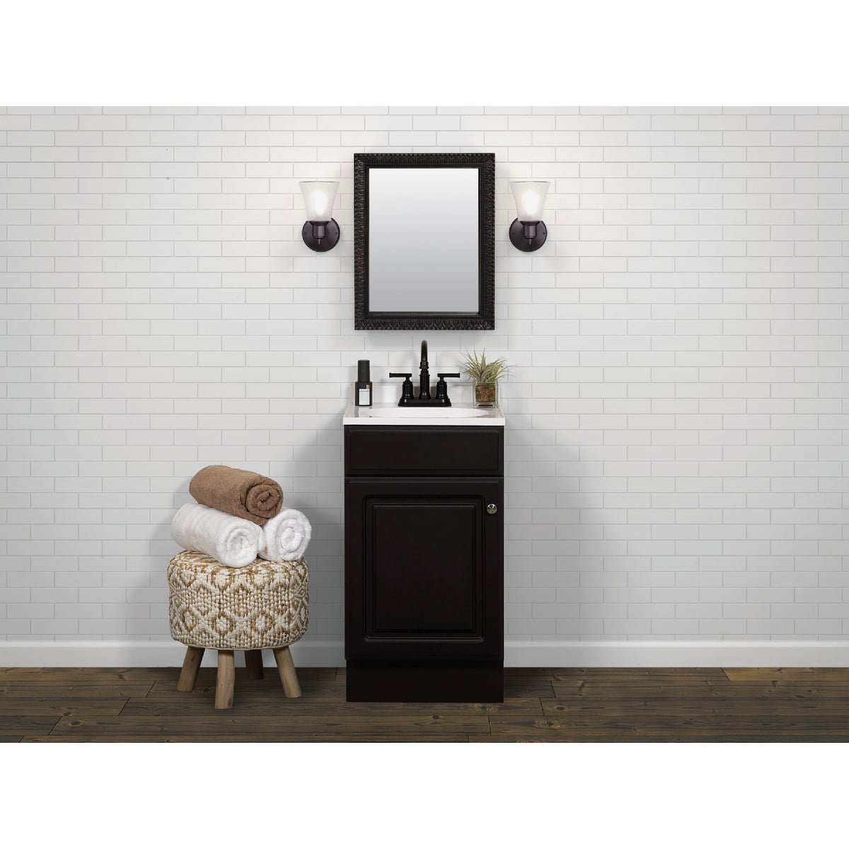 Zenith Zenna Home Espresso 18 In. W x 35 In. H x 16 In. D Vanity with White Cultured Marble Top Image 2
