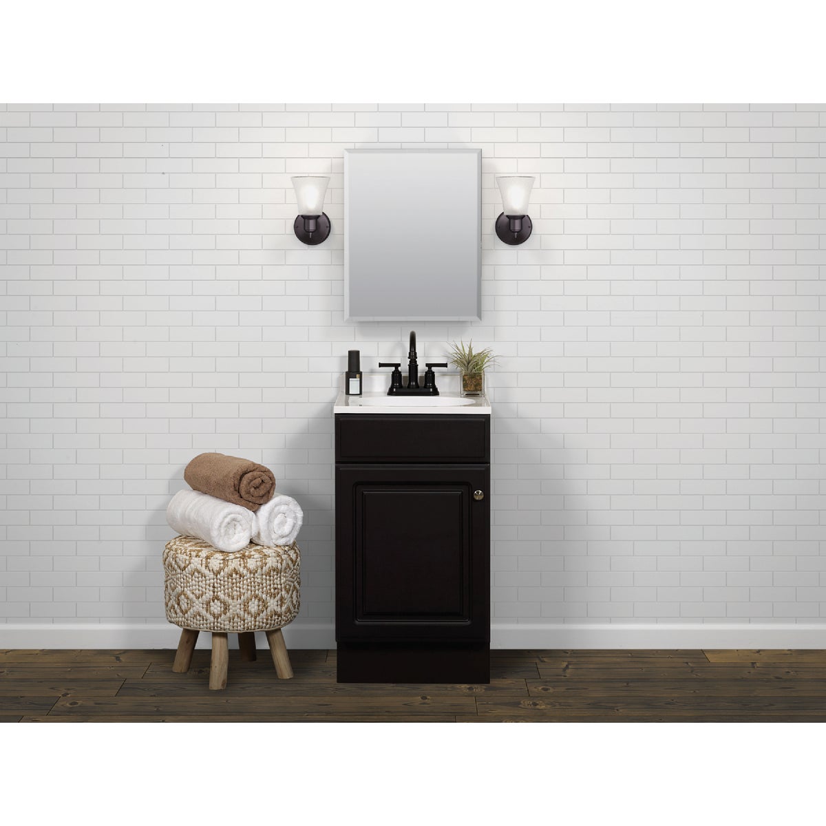 Zenith Zenna Home Espresso 18 In. W x 35 In. H x 16 In. D Vanity with White Cultured Marble Top Image 3