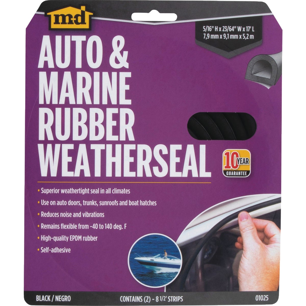 M-D Building Products 17 Ft. Black Small Rubber Auto & Marine Weatherseal for All Climates Image 5