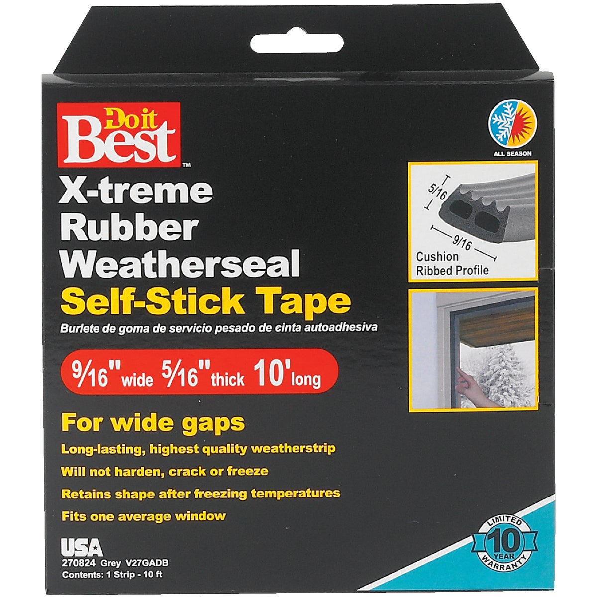 Do it Best 9/16 In. x 10 Ft. Gray Wide Weatherseal Tape Image 2