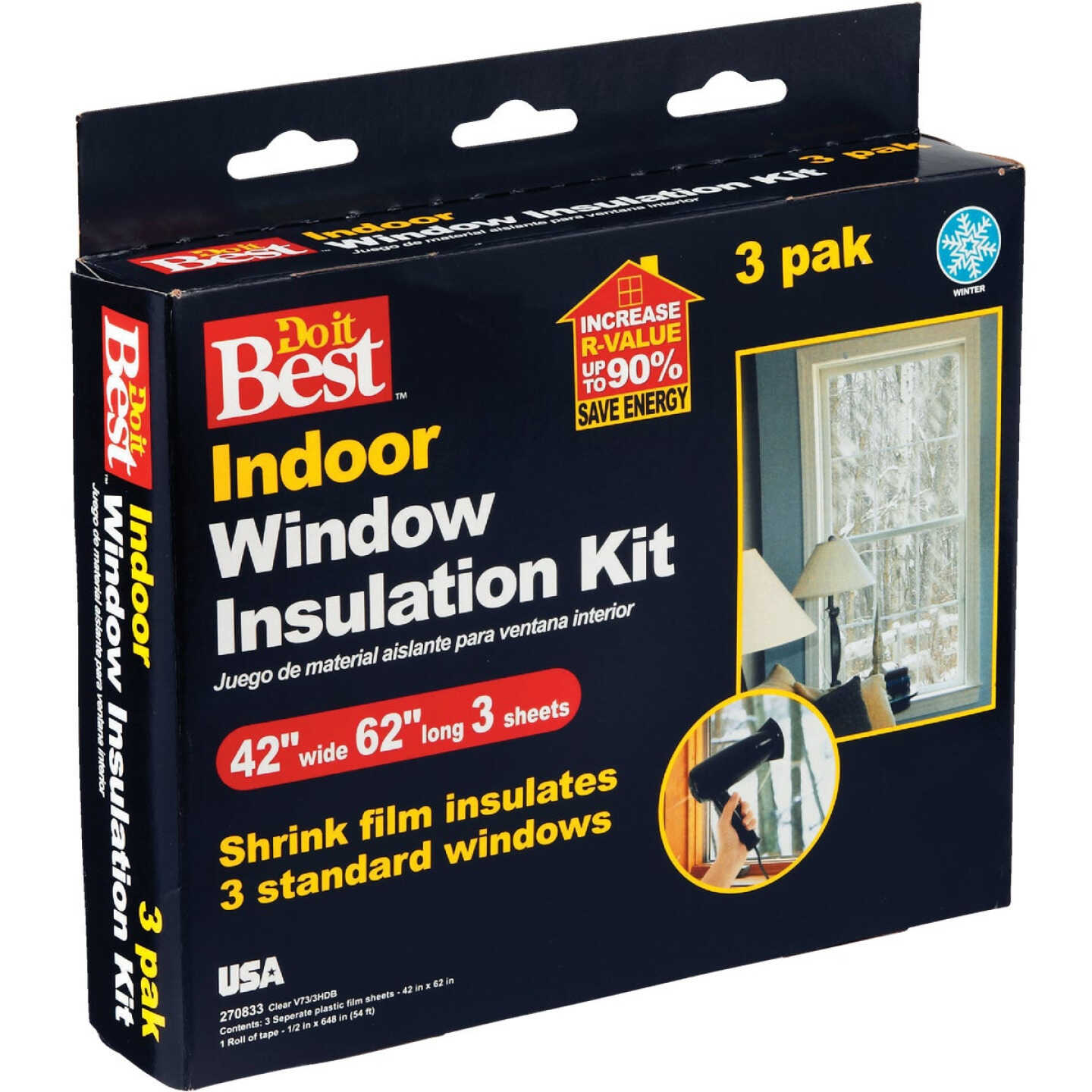 Do it Best 42 In. x 62 In. Indoor Shrink Film Window Kit (3-Pack) Image 1