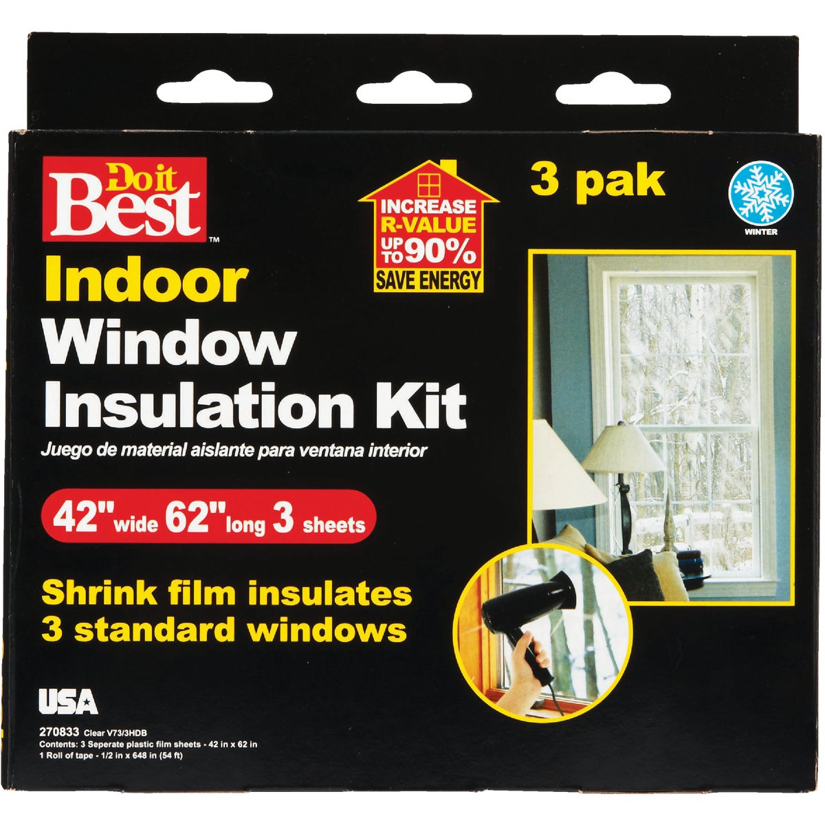 Do it Best 42 In. x 62 In. Indoor Shrink Film Window Kit (3-Pack) Image 2