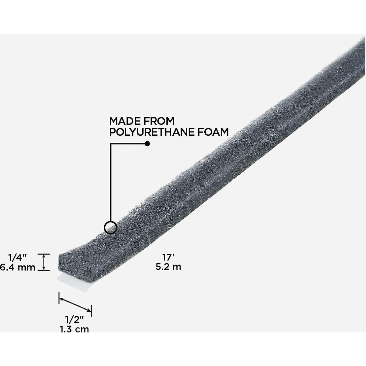 M-D Building Products 1/2" W x 1/4" T x 17' L  Gray Economy Foam Window Seal for Medium Gaps Image 2
