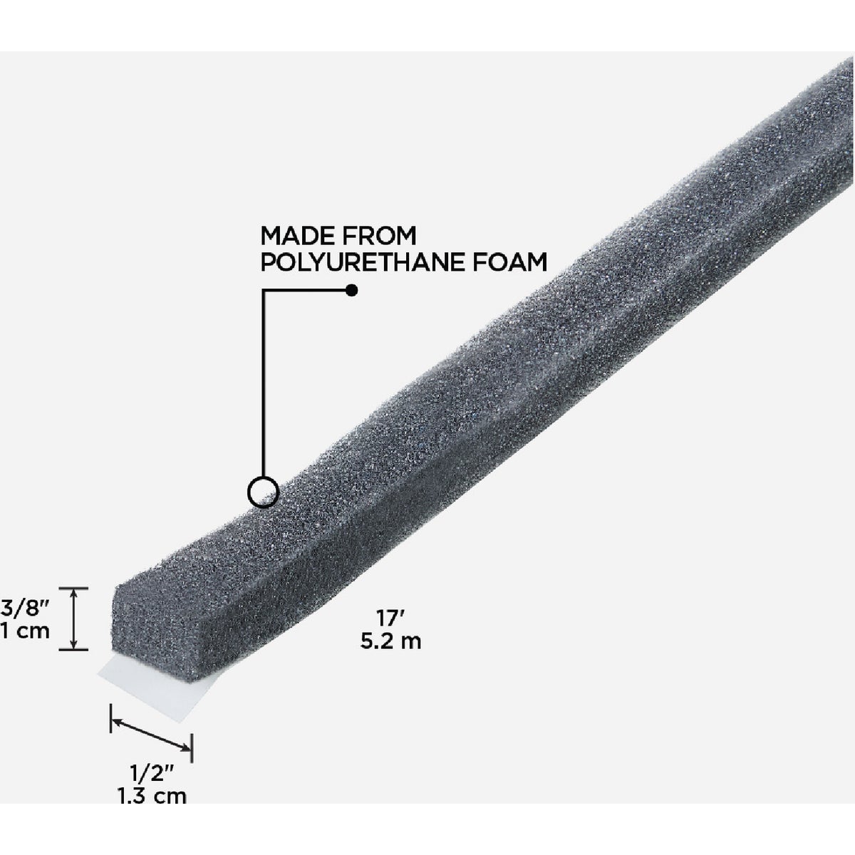 M-D Building Products 1/2" W x 3/8" T x 17' L Gray Economy Foam Window Seal for Large Gaps Image 2