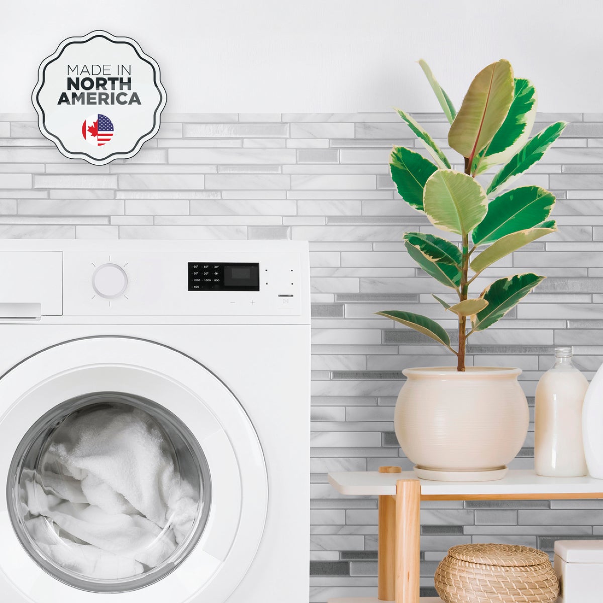 Smart Tiles Approx. 10 In. x 10 In. Glass-Like Vinyl Backsplash Peel & Stick, Milano Carrera Mosaic (4-Pack) Image 2