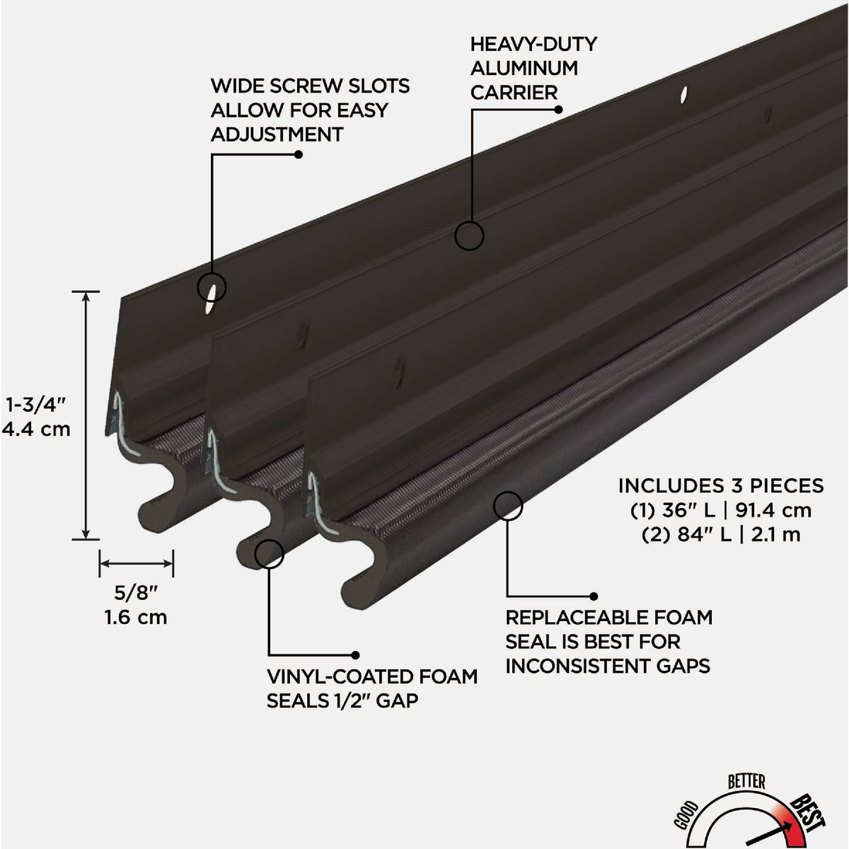 M-D Building Products Bronze Aluminum and Vinyl-coated Foam Heavy-duty Screw-on Top and Sides Door Seal Kit Image 2