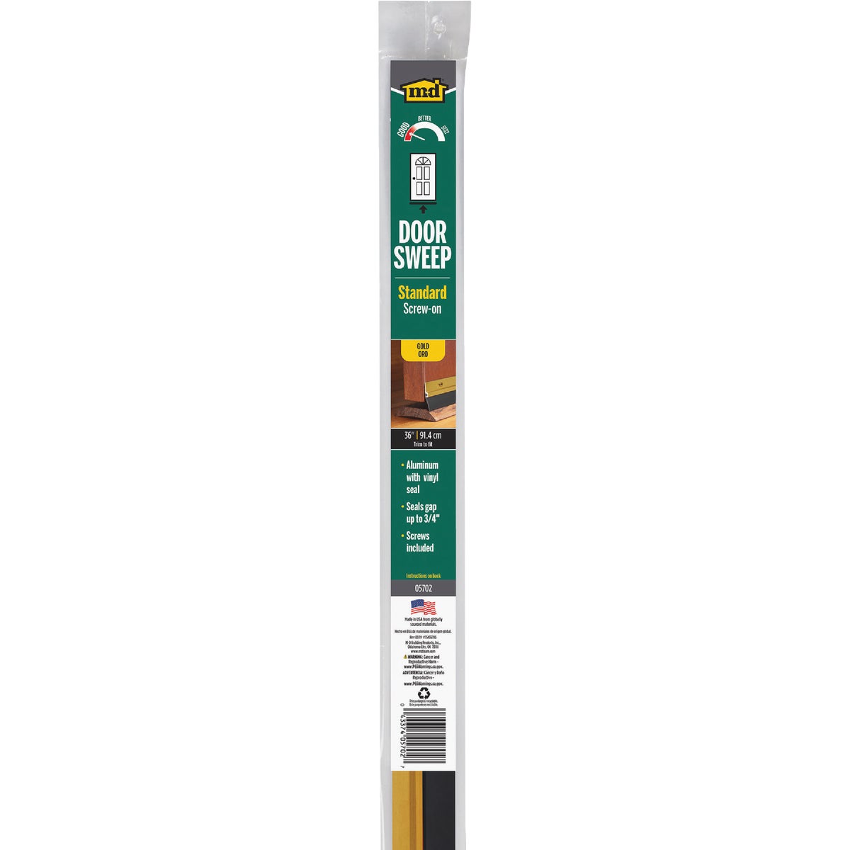 M-D Building Products 0.25 In. 36 In. Gold Door Sweep Image 6