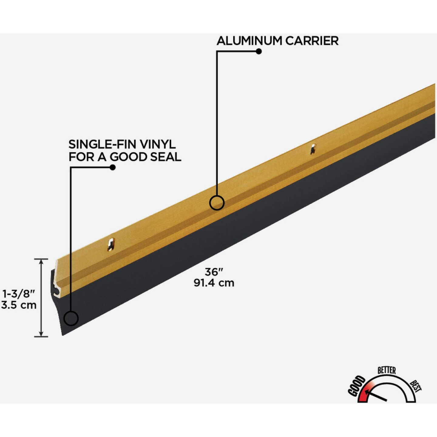 M-D Building Products 0.25 In. 36 In. Gold Door Sweep Image 2