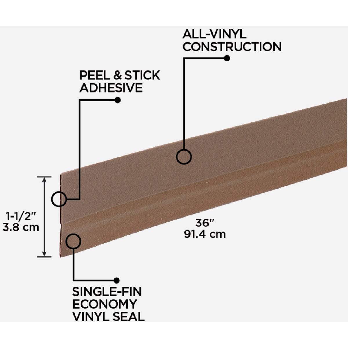 M-D Building Products 0.125 In. 36 In. Brown Door Sweep Image 2