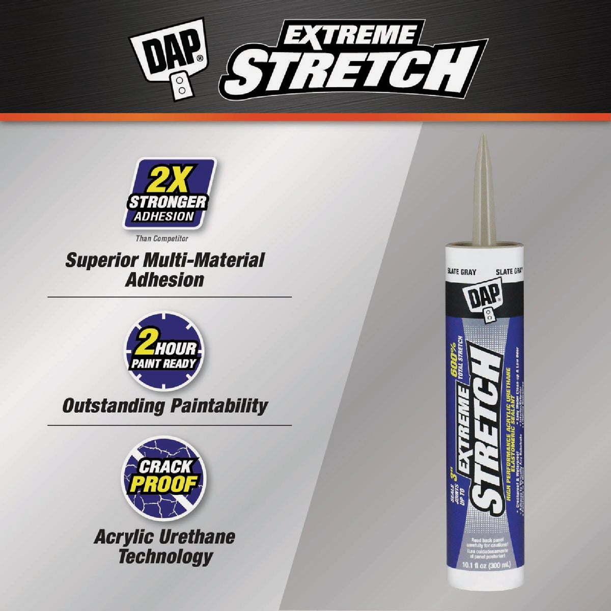 Dap Extreme Stretch 10.1 Oz. Slate Gray Acrylic Urethane Premium Elastomeric Sealant Image 2