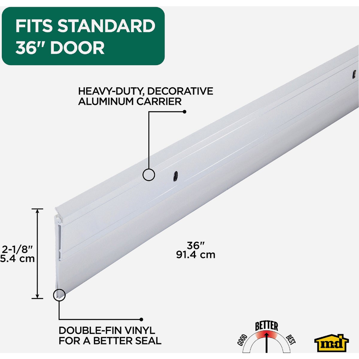 M-D Building Products 0.25 In. 36 In. White Door Sweep Image 2