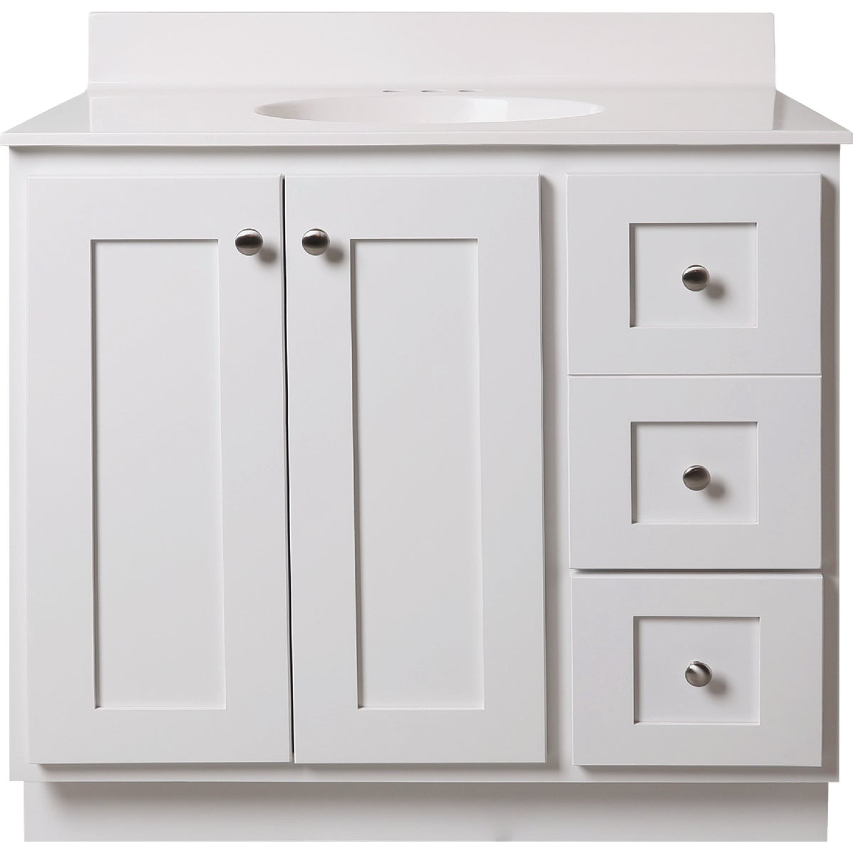 Bertch Storage Solutions 36 In. W x 34-1/2 In. H x 21 In. Deep White Vanity Base without Top, 3 Door/1 Drawer Image 1
