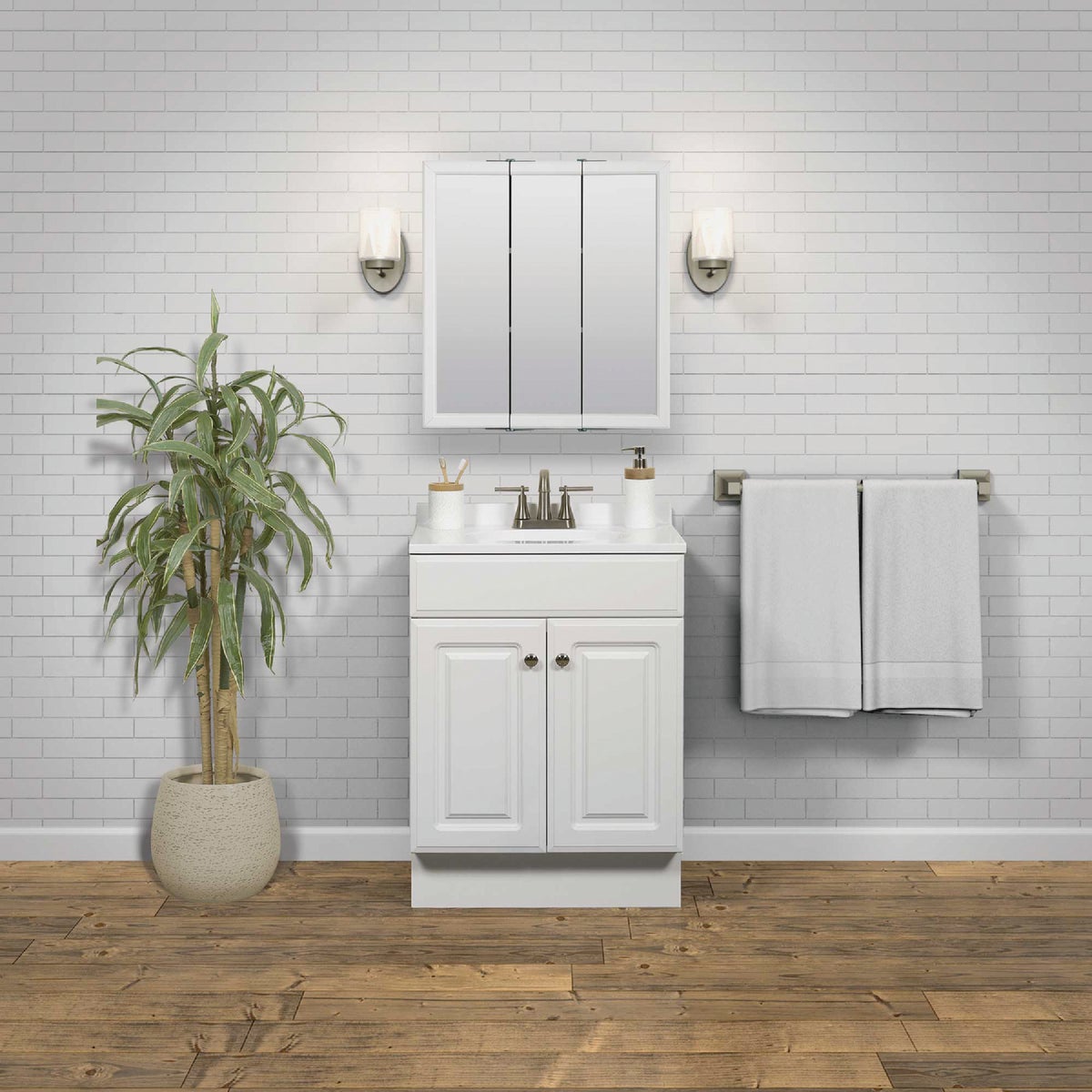 Zenith Zenna Home White 24 In. W x 35 In. H x 18 In. D Vanity with White Cultured Marble Top Image 2