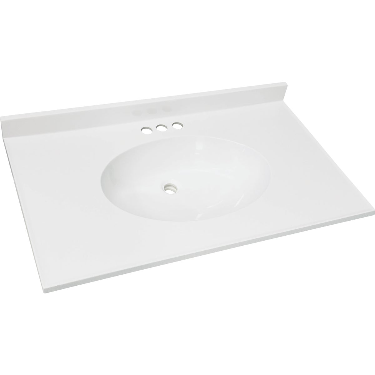 CraftMark 31 In. x 22 In. Cultured Marble Solid High Gloss White Vanity Top with Round Bowl