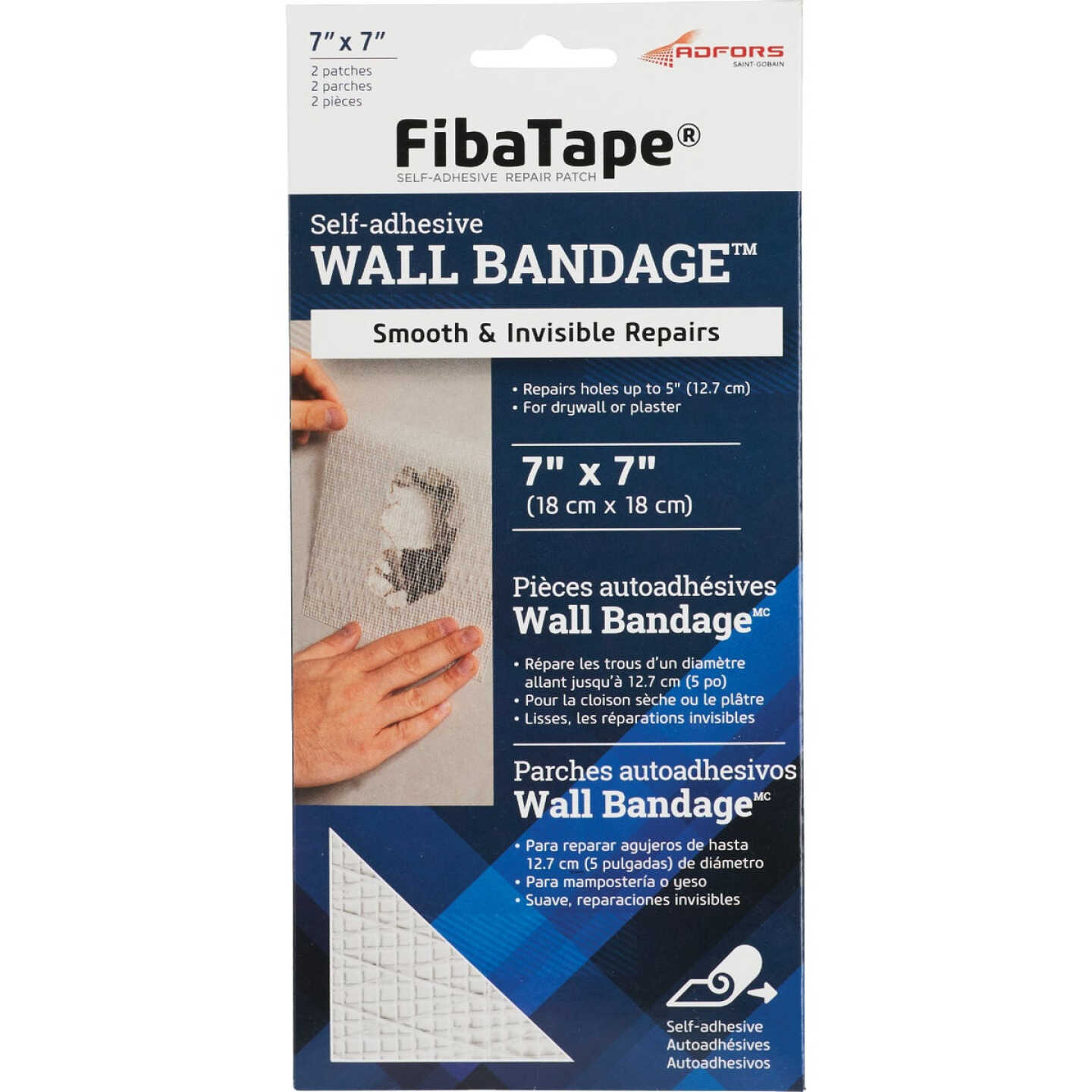 FibaTape Wall Bandage 7 In. x 7 In. Self-Adhesive Drywall Patch (2-Pack) Image 1