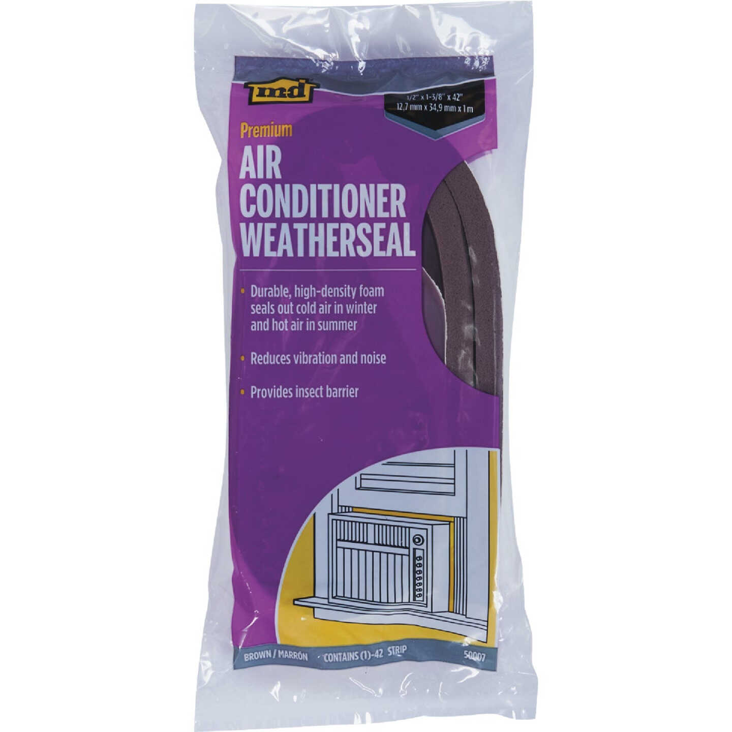 M-D Building Products 1/2 In. X 42 In. Brown Premium Air Conditioner Weatherseal for Window Units Image 2