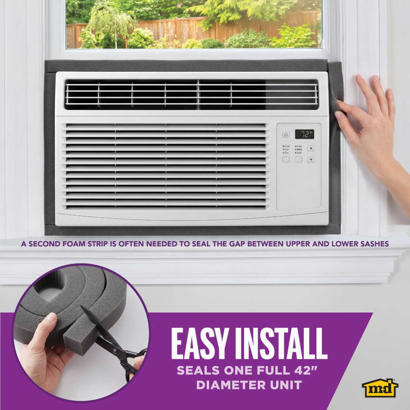 M-D Building Products 1-1/4 In. X 42 In. Gray Air Conditioner Weatherseal for Window Units Image 3