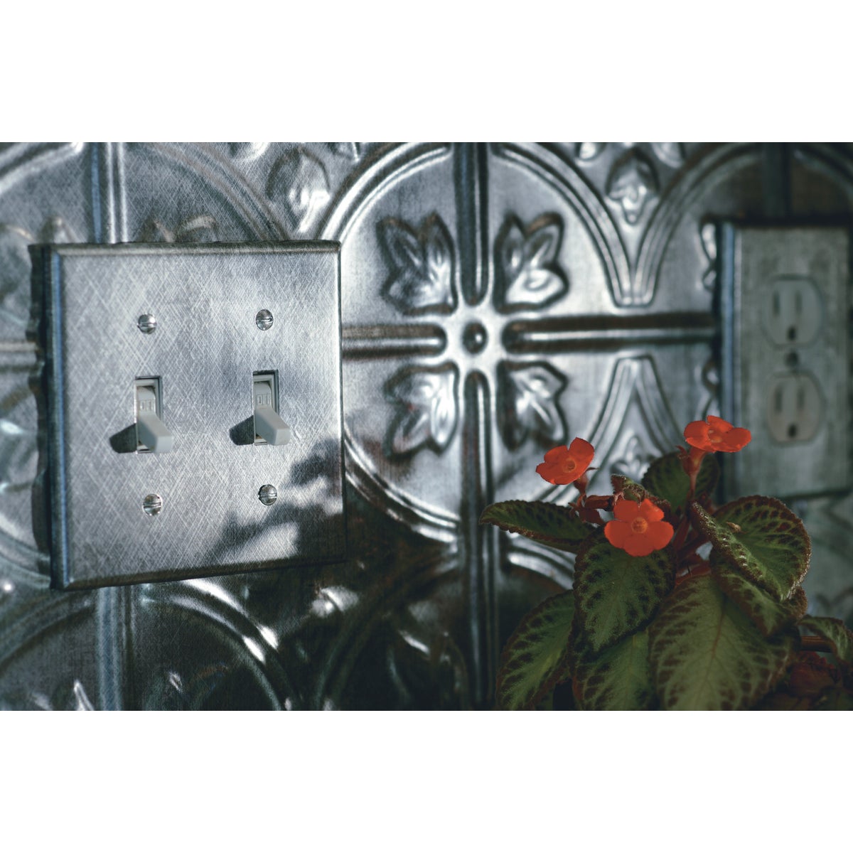 Fasade 18 In. x 24 In. Thermoplastic Backsplash Panel, Cross Hatch Silver Traditional 1 Image 2