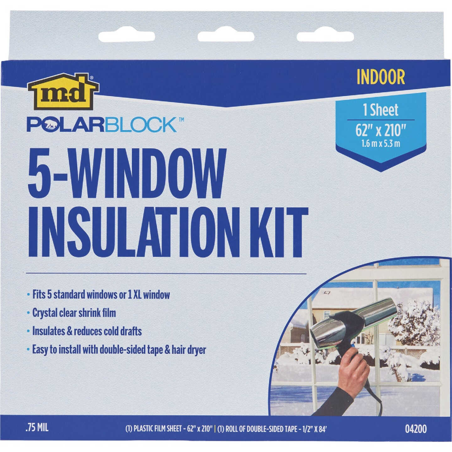 M-D Building Products Polar Block 62 In. x 210 In. Clear Plastic 5-Window Insulation Kit Image 1