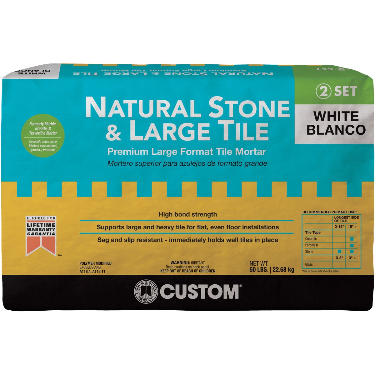 Custom Building Products 50 Lb. White Natural Stone & Large Format Tile Mortar