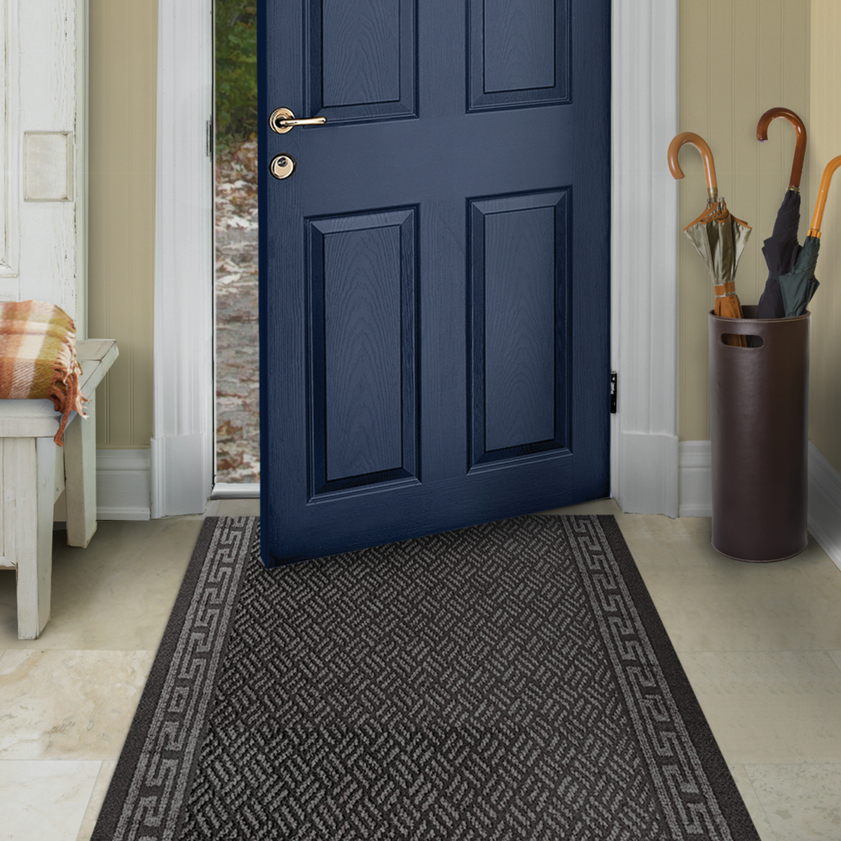 Multy Home Greek Key 26 In. x 60 Ft. Gray Carpet Runner, Indoor/Outdoor Image 2