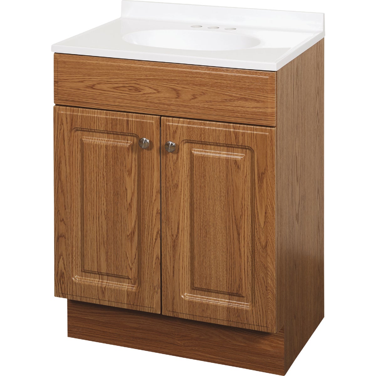 Zenith Zenna Home Oak 24 In. W x 35 In. H x 18 In. D Vanity with White Cultured Marble Top