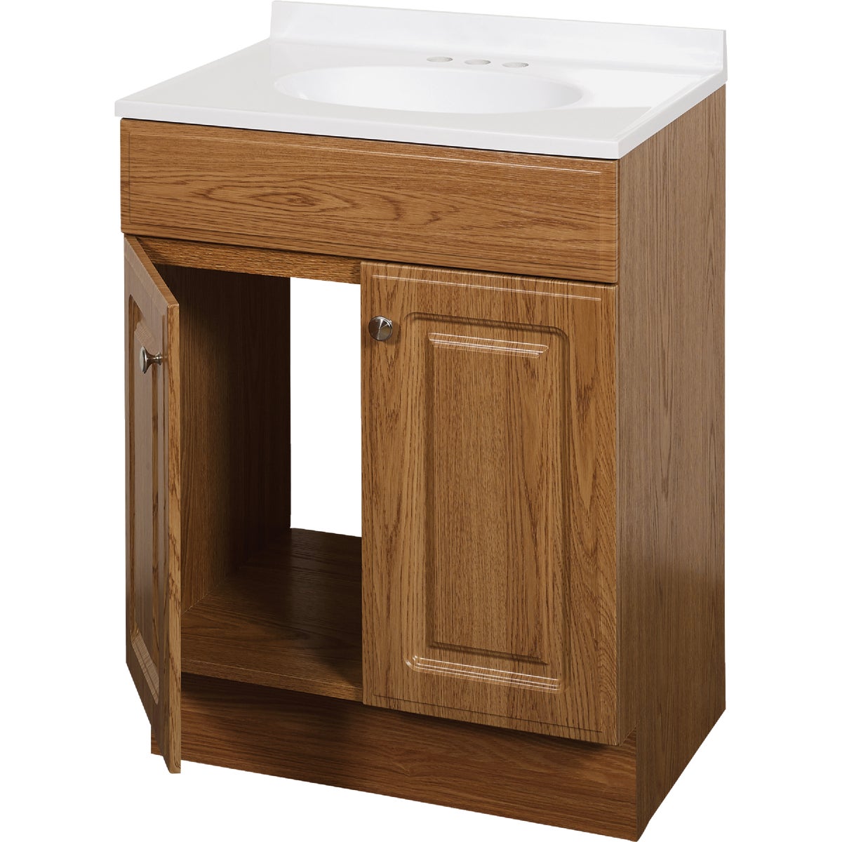 Zenith Zenna Home Oak 24 In. W x 35 In. H x 18 In. D Vanity with White Cultured Marble Top Image 4