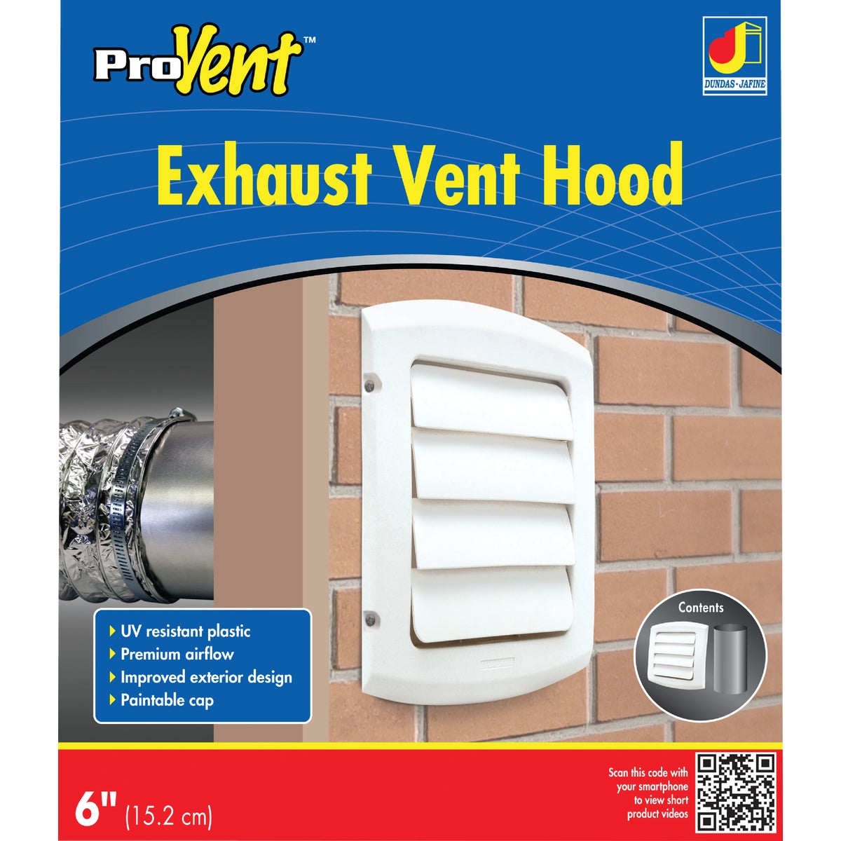 Dundas Jafine ProVent 6 In. White Louvered Dryer Vent Hood
