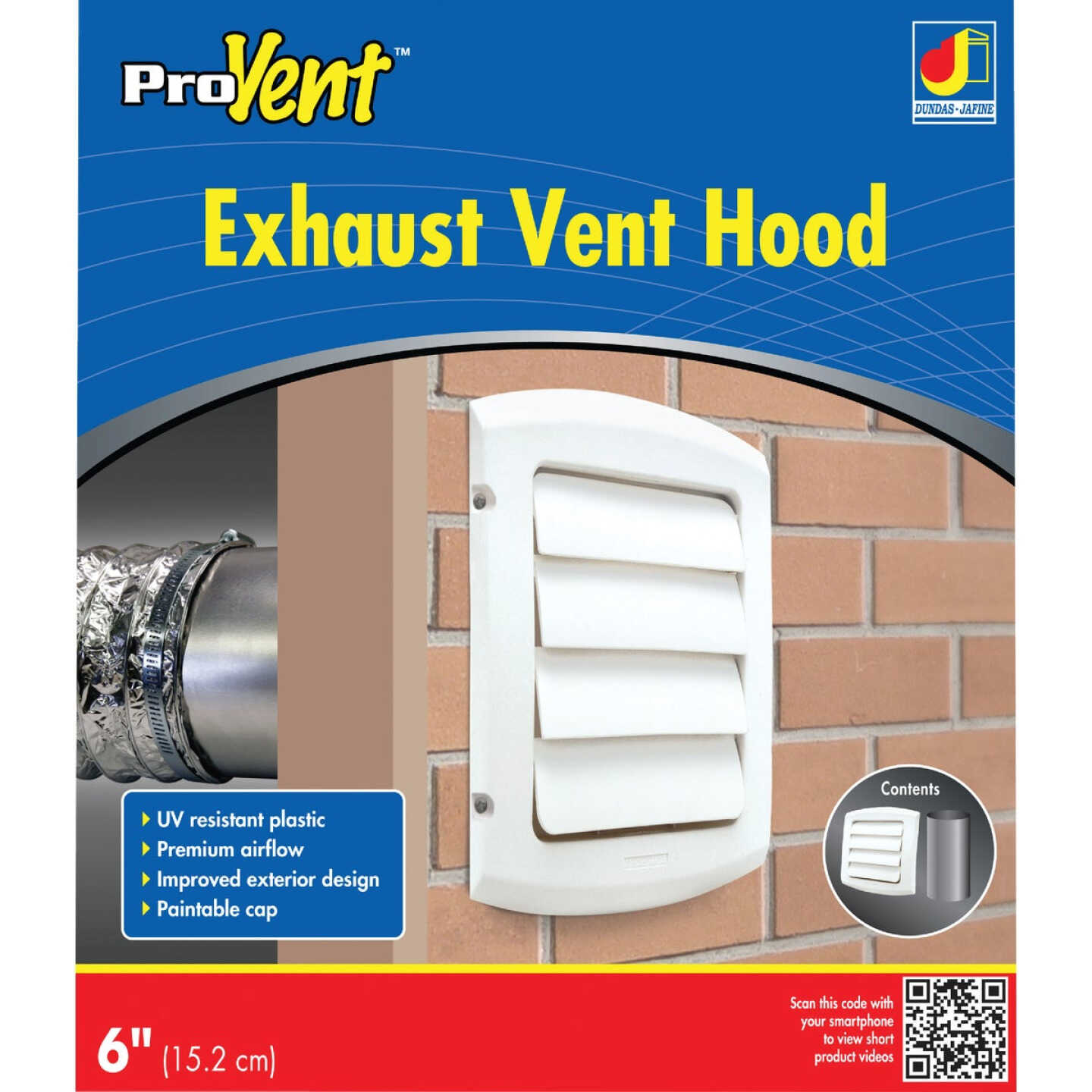 Dundas Jafine ProVent 6 In. White Louvered Dryer Vent Hood Image 1